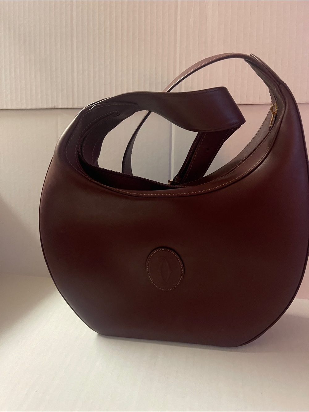 Cartier Dark Brown Crescent Leather Shoulder Bag